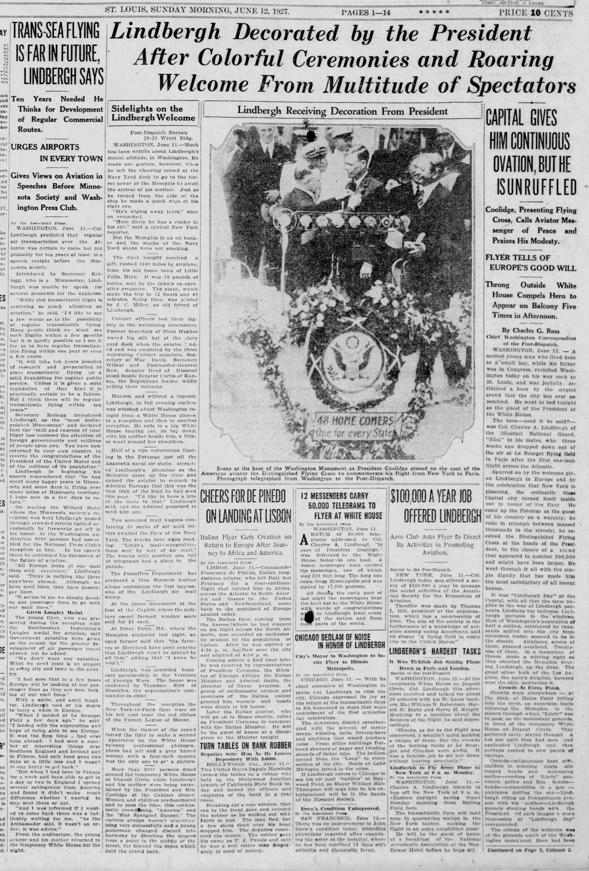 June 12, 1927 - Lindbergh Decorated by President
